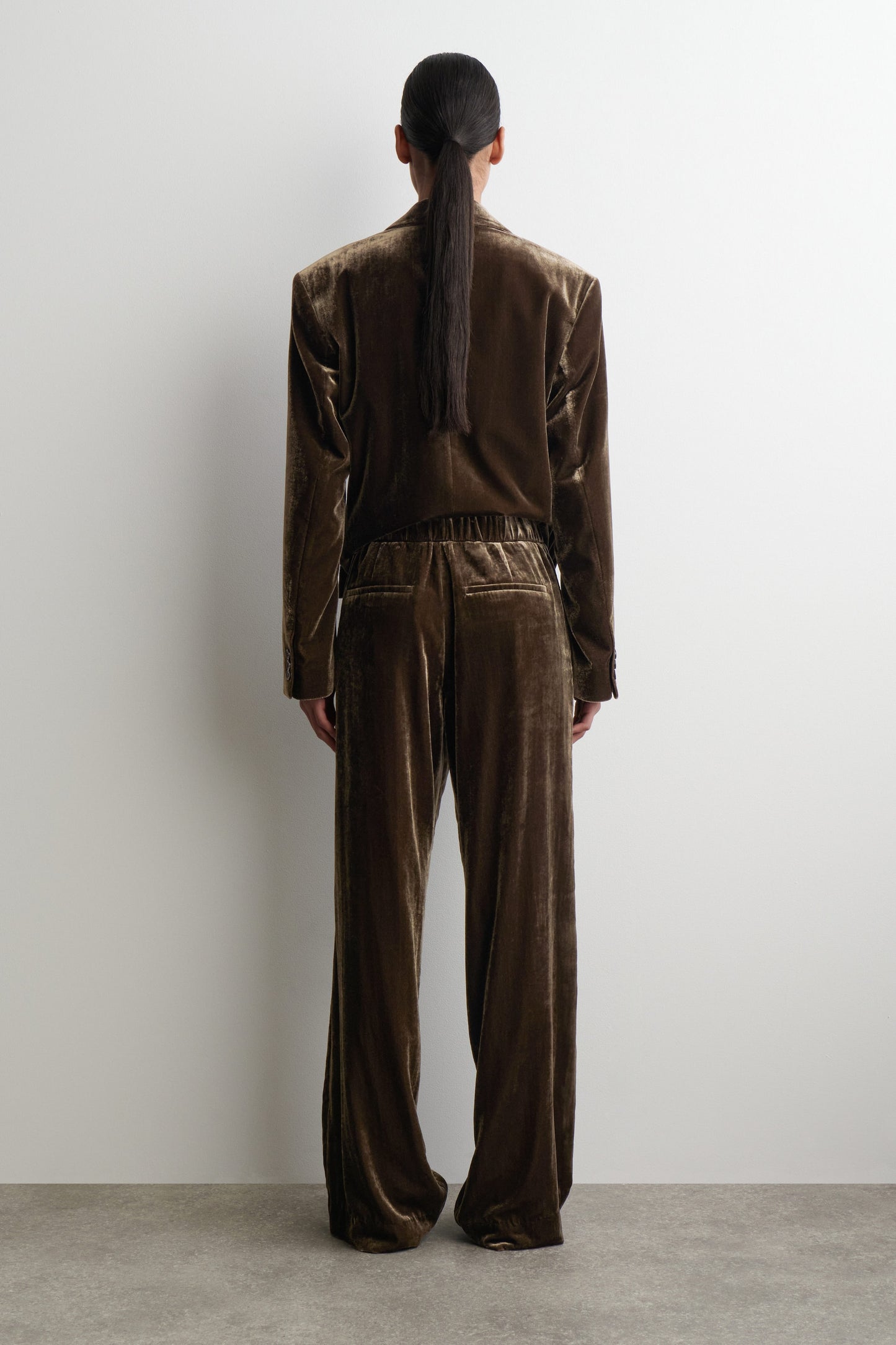 Velvet Elasticated Straight-Leg Trousers