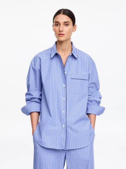 Contrast-Piping Cotton Shirt
