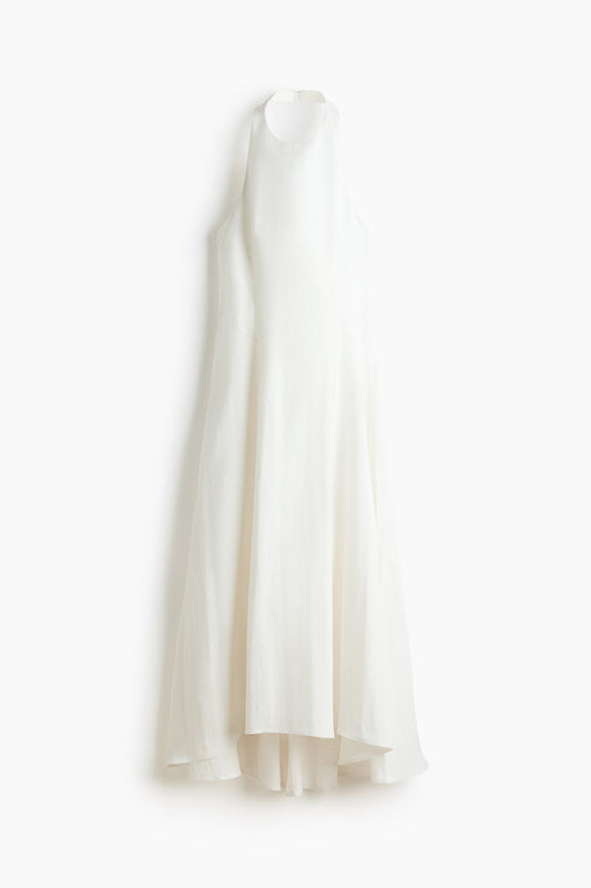 Flared-skirt halterneck dress
