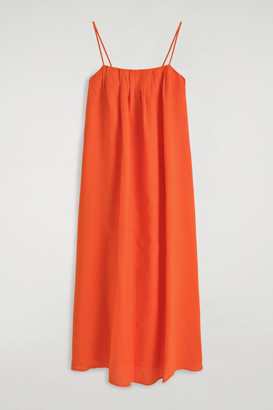 Pleated Linen Maxi Dress