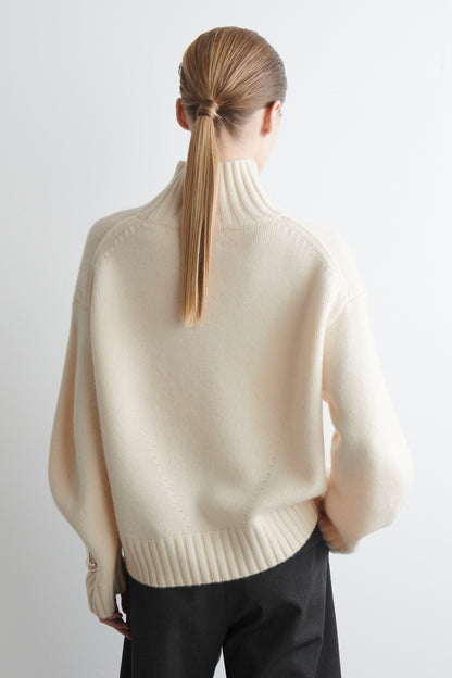 Chunky cashmere funnel-neck jumper
