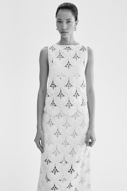 Scoop-back crochet-look top