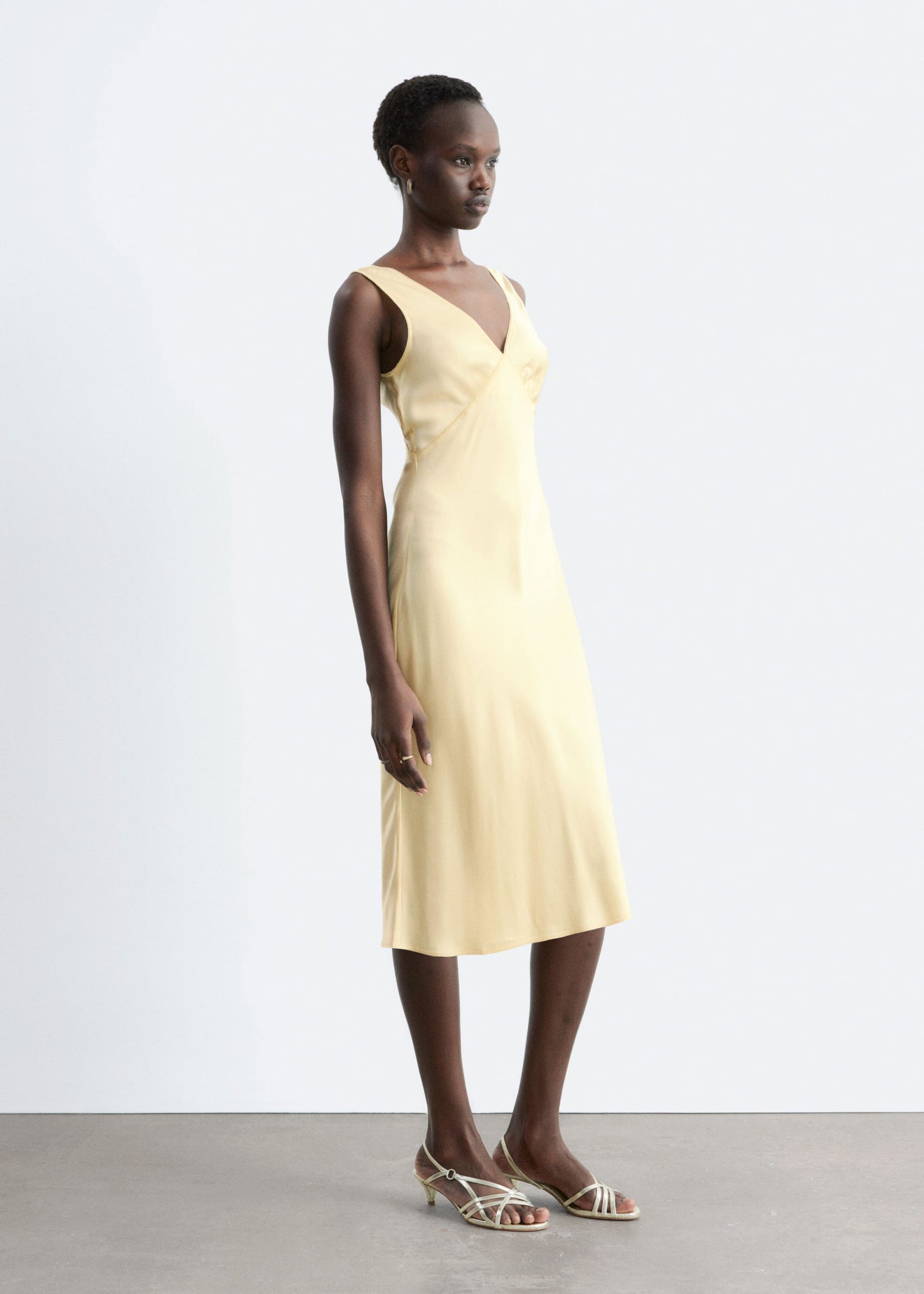 V-Neck Slip Midi Dress