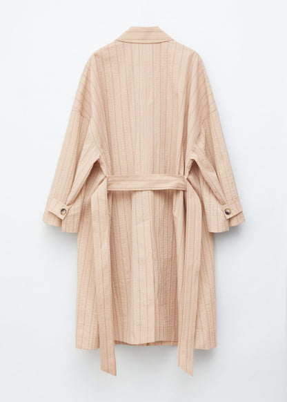 Oversized Pinstripe Trench Coat