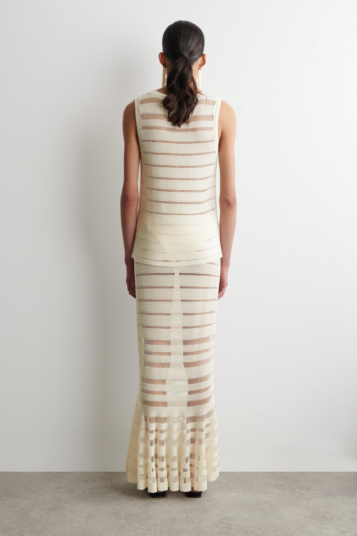 Ladder-Stitch Knitted Midi Skirt