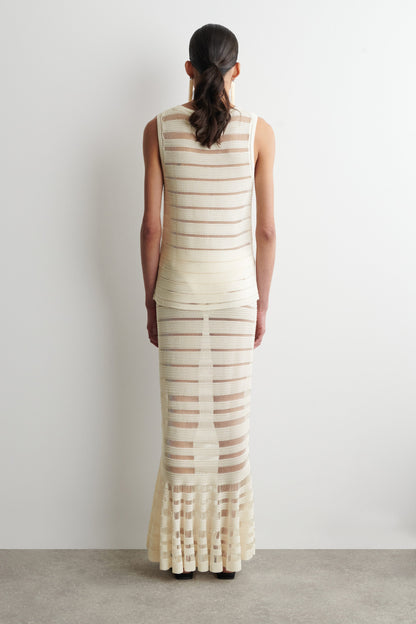 Ladder-Stitch Knitted Midi Skirt