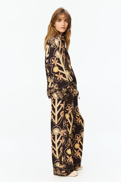 Floral-print popover shirt