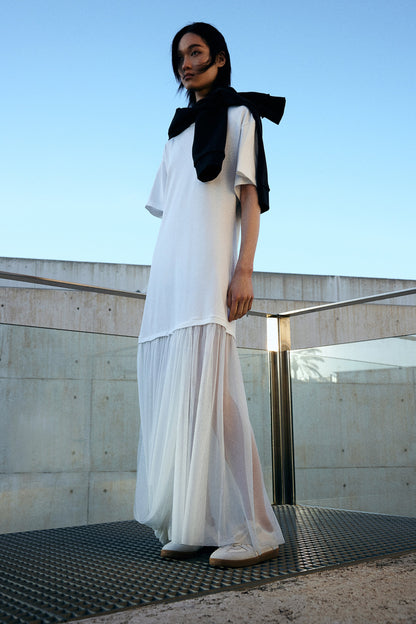 Mesh-detail T-shirt dress