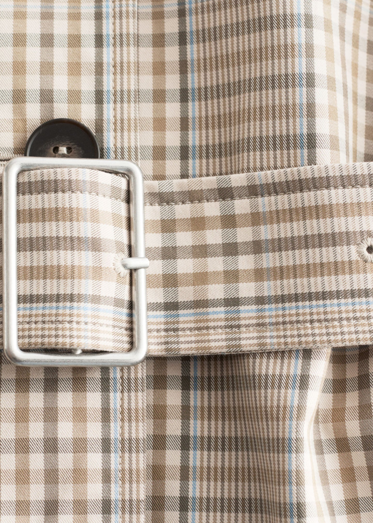 Checked Buckle-Belt Trench Coat