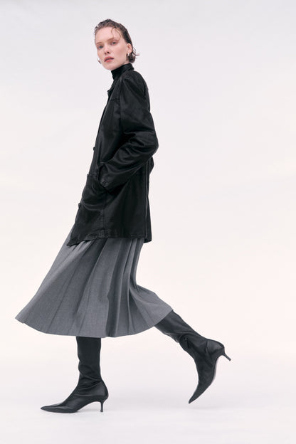 Pleated twill skirt