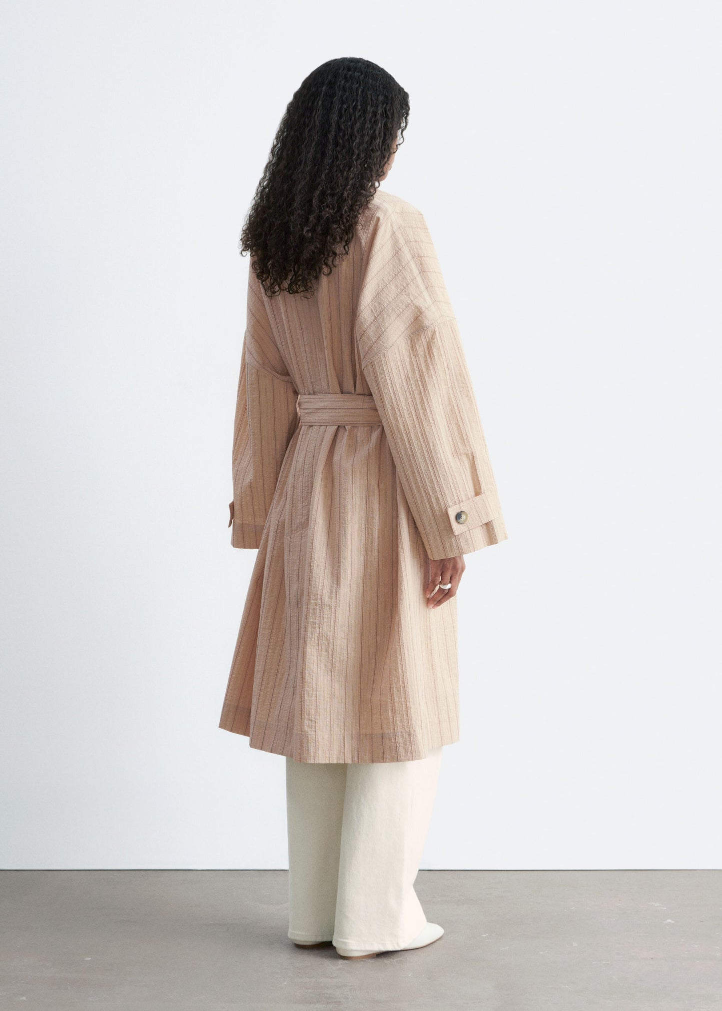 Oversized Pinstripe Trench Coat