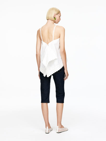 Embroidery-Detail Strap Top