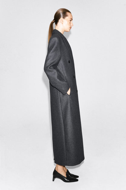 Tailored Wool-Blend Double-Breasted Coat