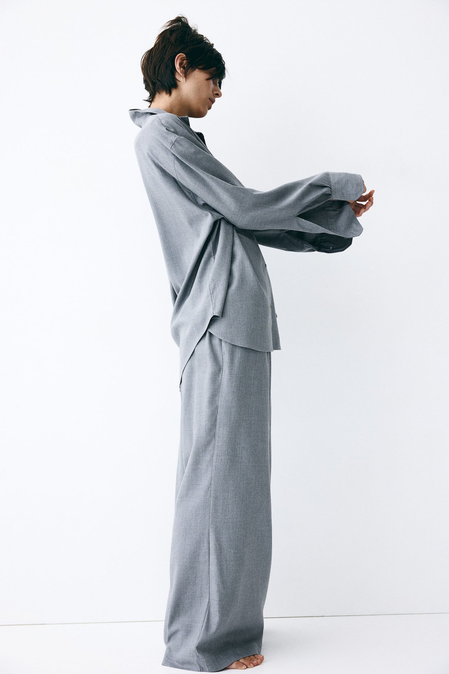 Flared lyocell trousers