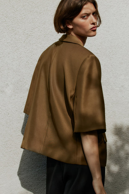 Khaki green Short-sleeved blazer