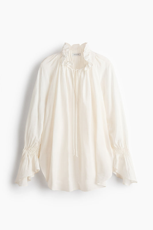 Oversized linen-blend shirt