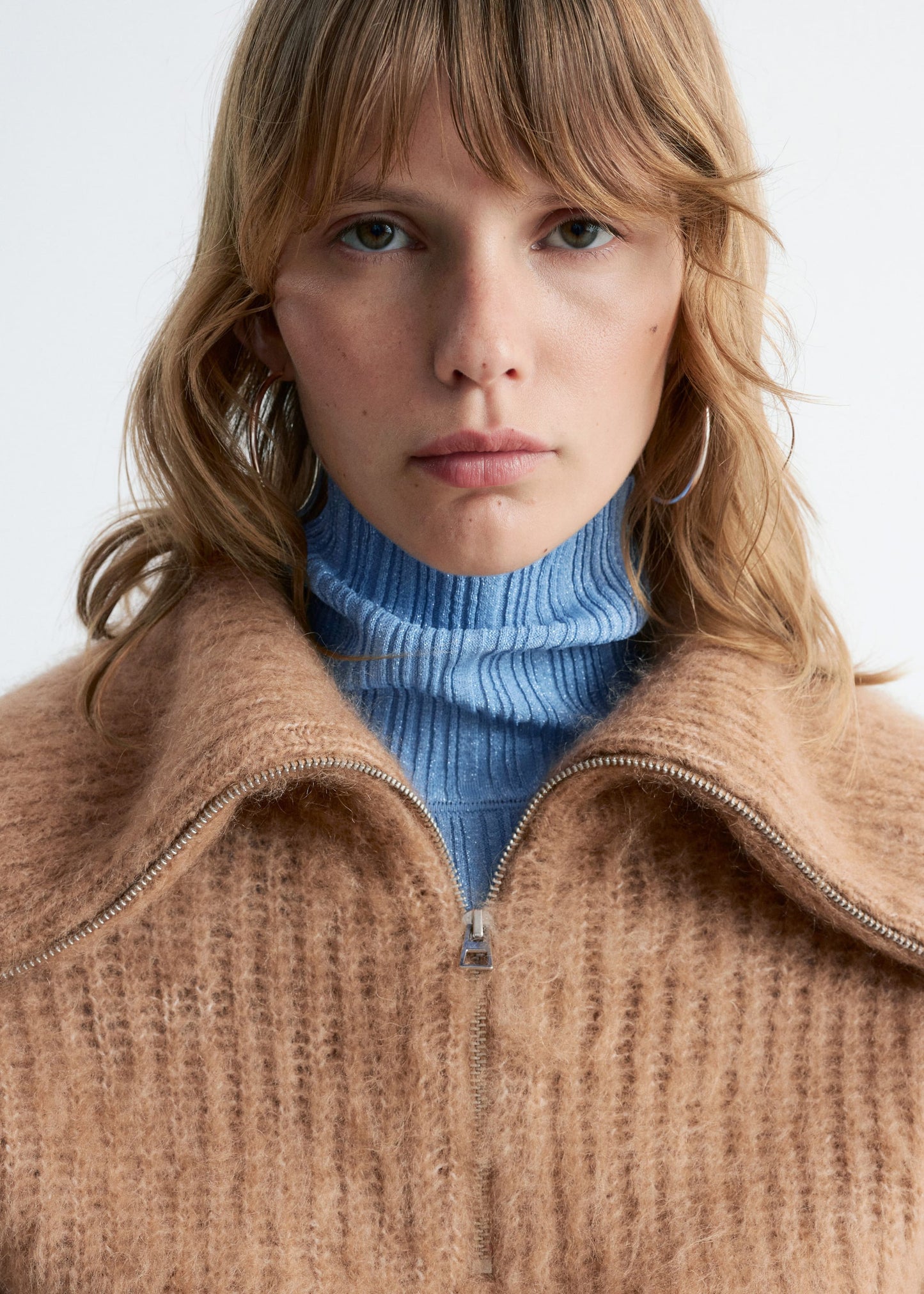Rib-Knit Zip-Up Sweater