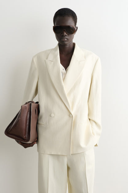 Linen-Blend Tuxedo Blazer