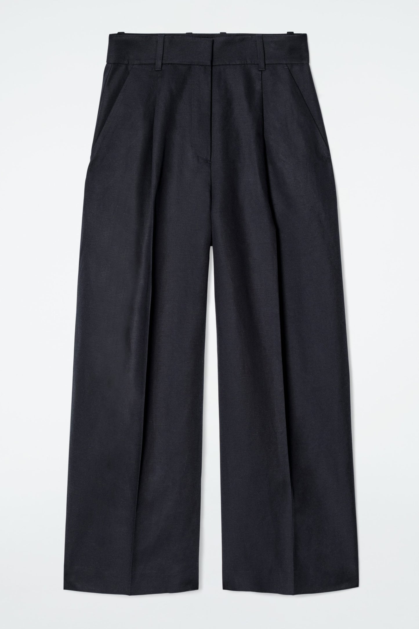 Relaxed linen-blend wide-leg trousers