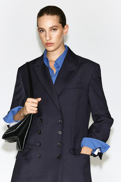 Wool Double-Breasted Longline Blazer