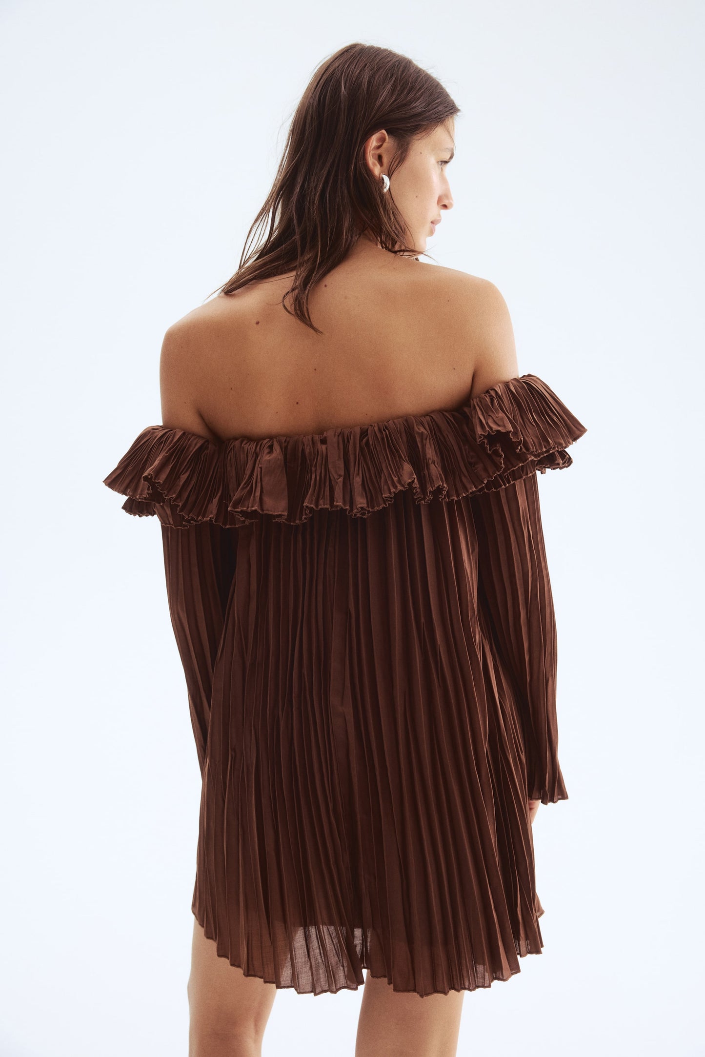 Pleated off-the-shoulder dress