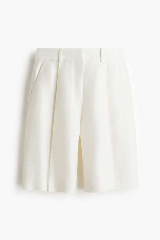Linen-blend Bermuda shorts