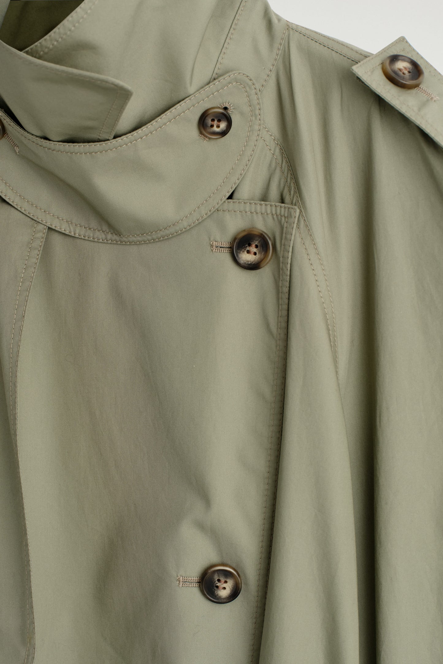 Funnel-Neck Cotton Trench Coat