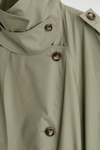 Funnel-Neck Cotton Trench Coat