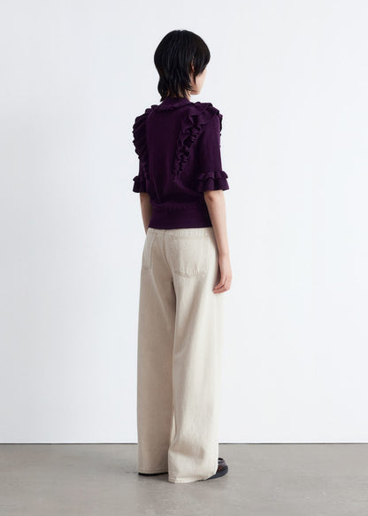 Pointelle-Knit Ruffle Top