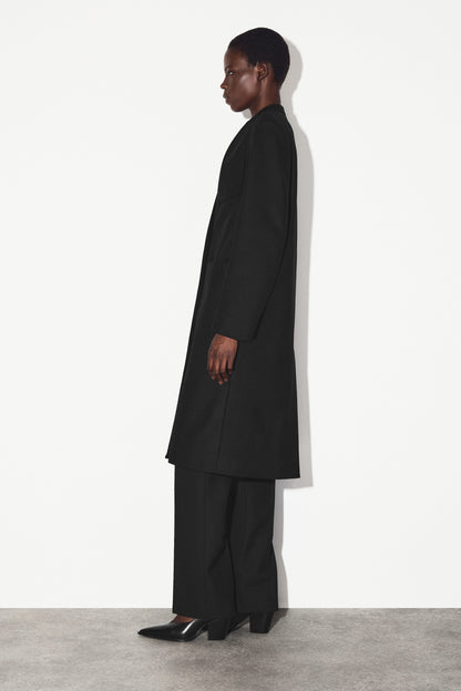 Collarless Wool-Cashmere Coat