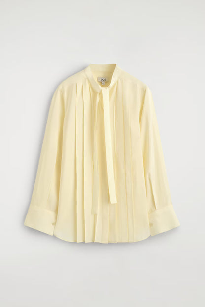 Pleated Bow-Detail Blouse