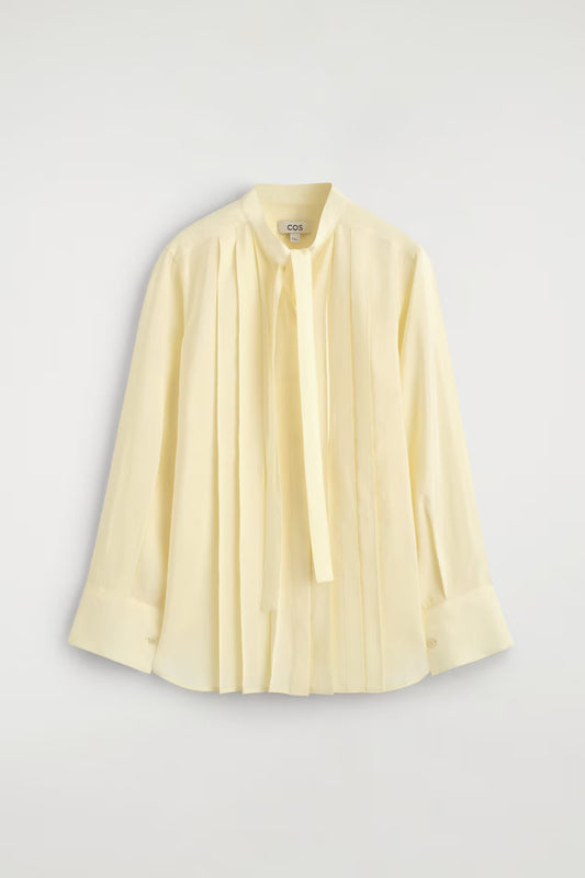 Pleated Bow-Detail Blouse