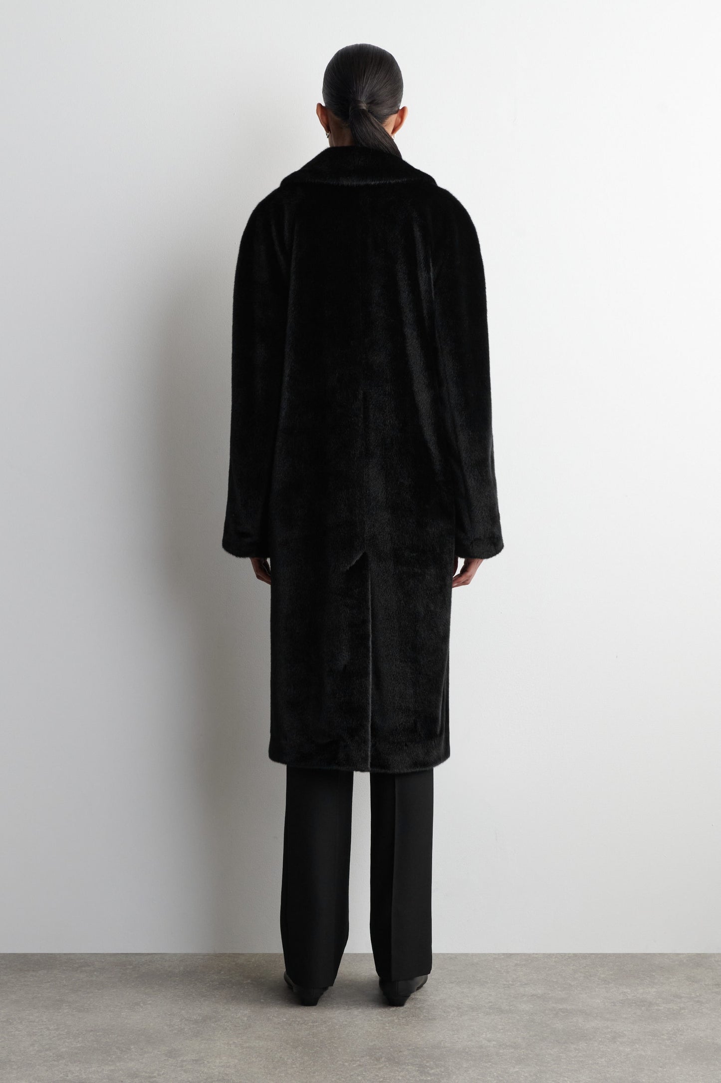 Fur-effect long coat