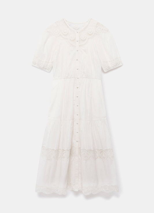 White Embroidered Midi Dress