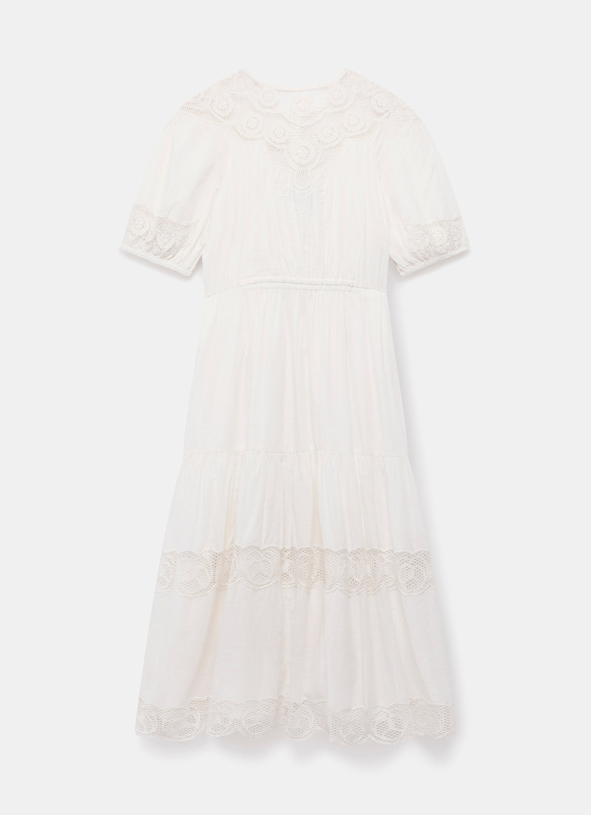 White Embroidered Midi Dress