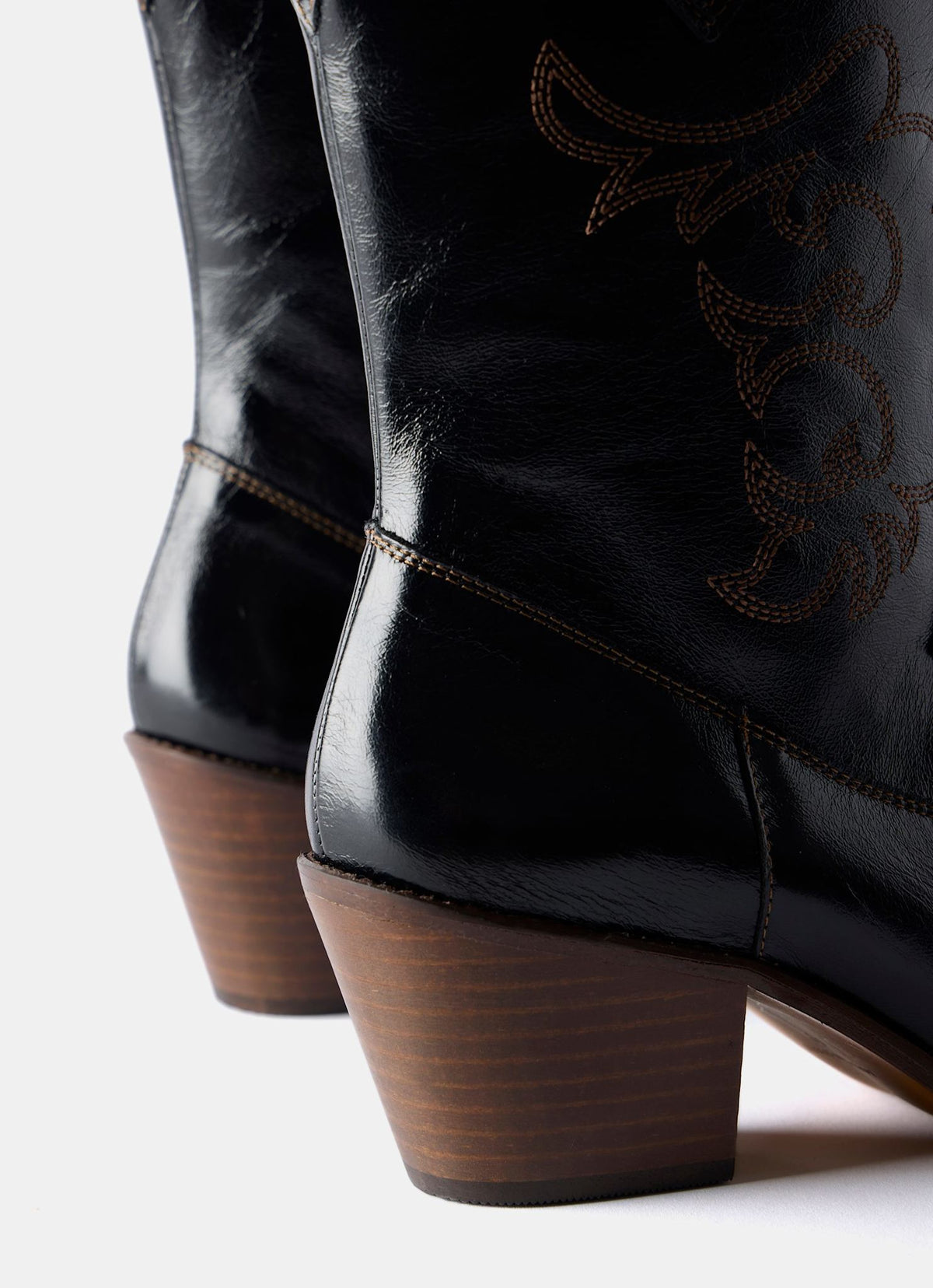 Etta Black Stitched Cowboy Boots