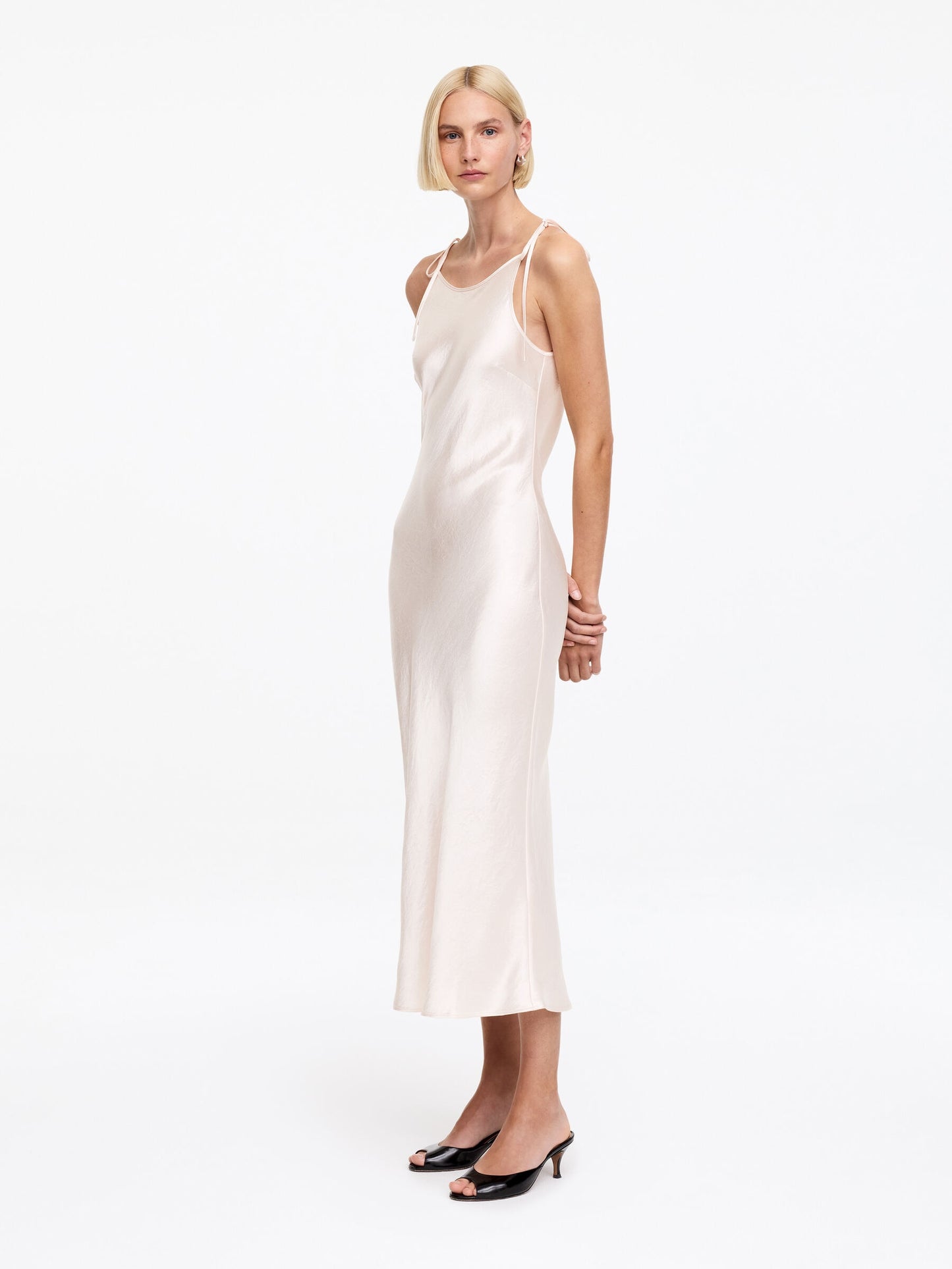 Crushed Satin Slip Dress