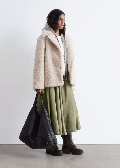 Wool-Blend Faux-Fur Jacket