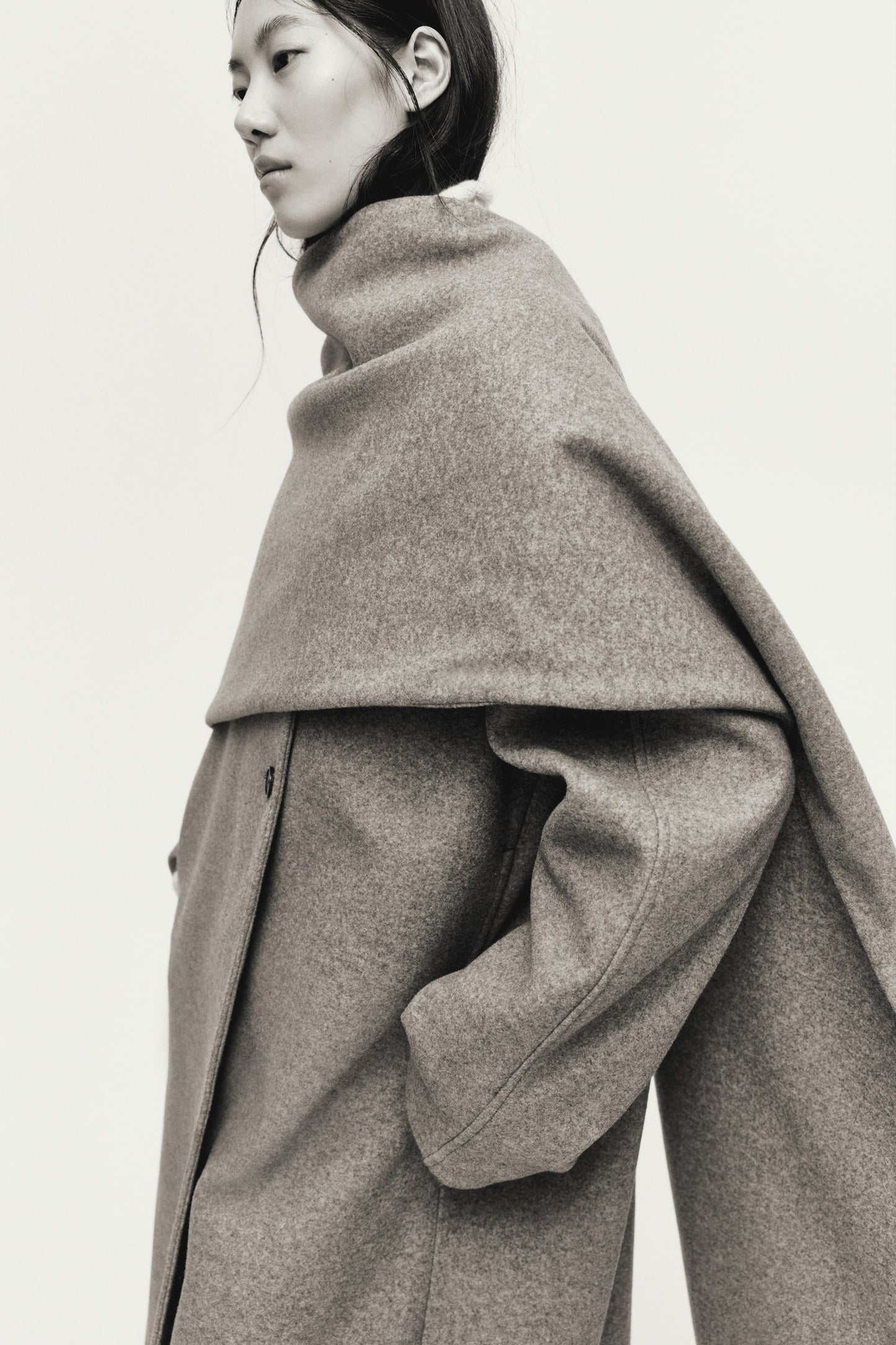 Scarf-detail coat