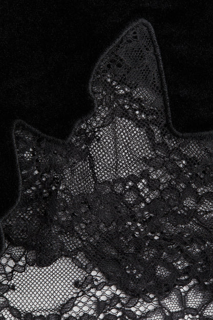 Lace-trimmed velour strappy top
