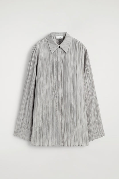 Rounded Textured-Silk Shirt