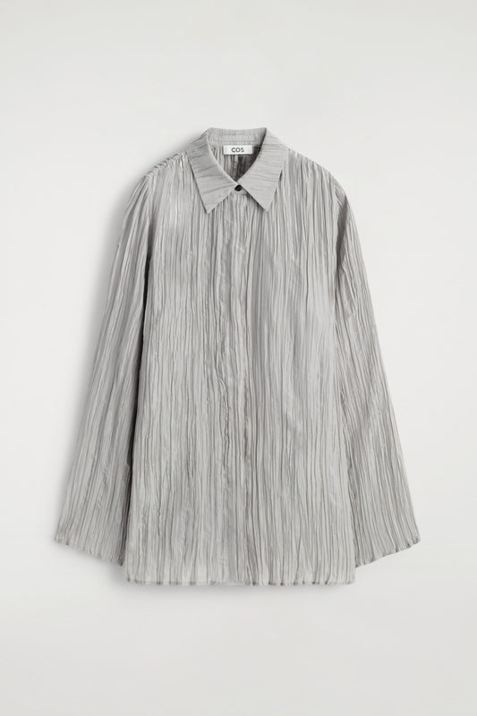 Rounded Textured-Silk Shirt