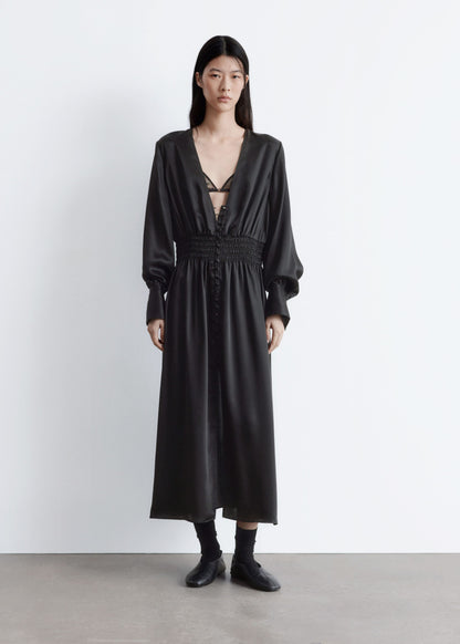 Satin Midi Shirt Dress