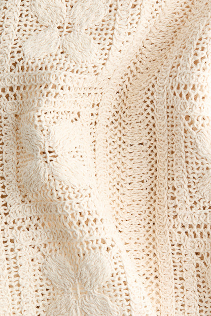 Crochet-look silk-blend shorts