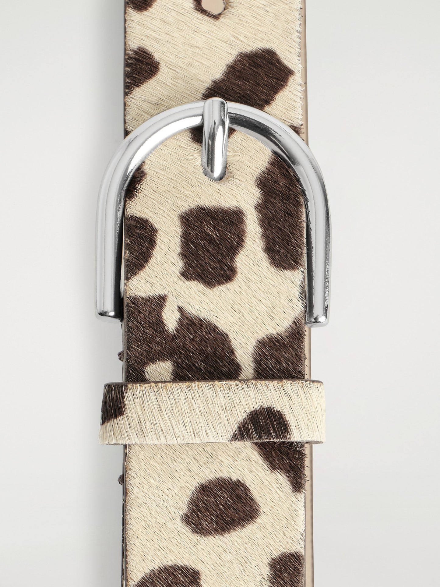 Animal-Print Pony Hair-Effect Leather Belt