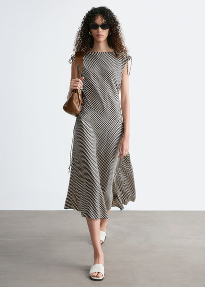 Asymmetric Draped Midi Dress