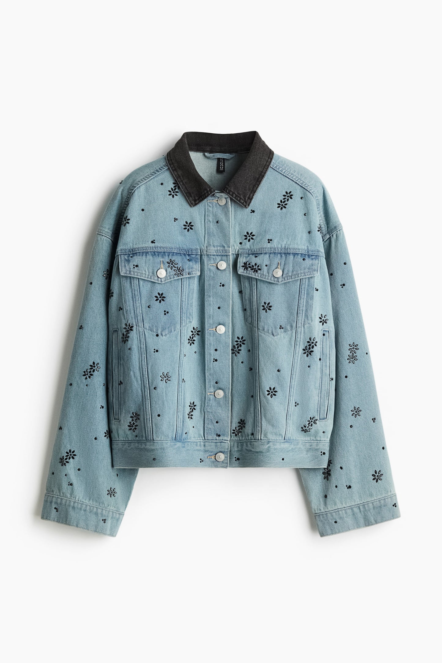 Rhinestone-embellished denim jacket