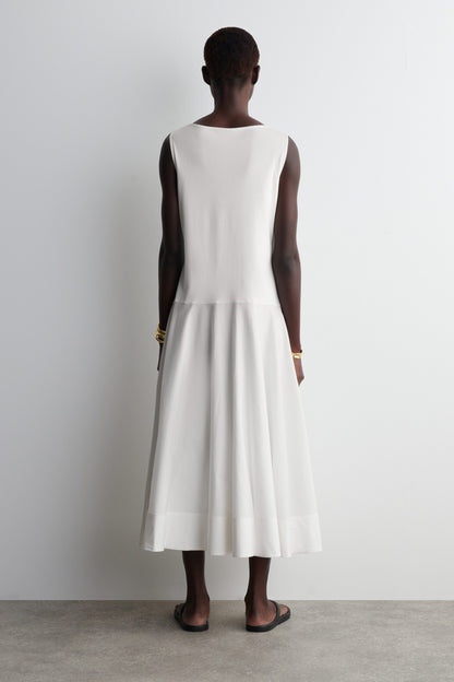 Boat-Neck Cotton A-Line Midi Dress