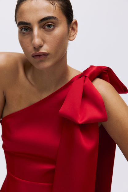 Bow-detail one-shoulder top