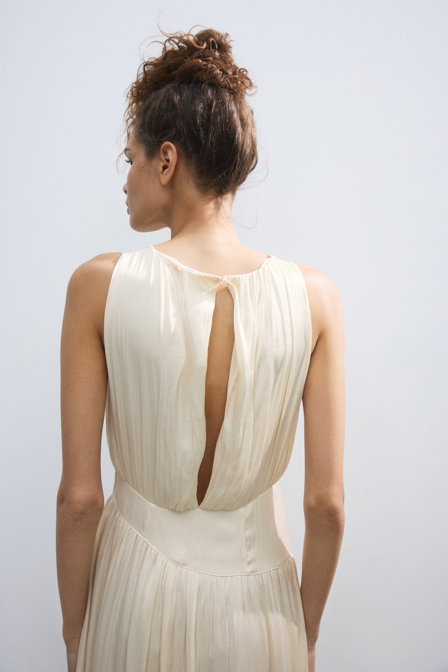 Gathered satin dress